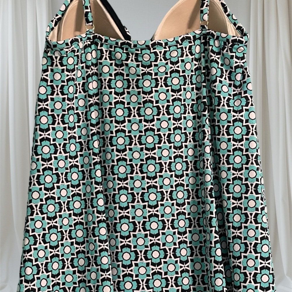 Fit 4U swim dress size 20W aqua,black,white geo design adjustable straps 1piece - Picture 3 of 13